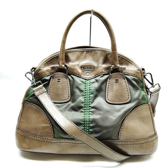 Prada Hand Bag Green Nylon,Leather 3219075 - Picture 1 of 9